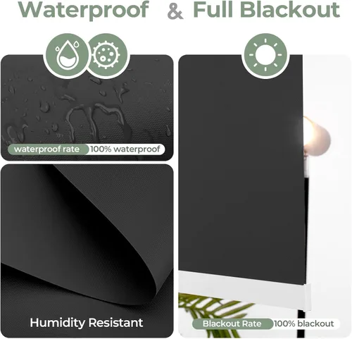 Vista 7 de ZSHINE Persianas enrollables manuales sin cadena totalmente opacas de tela de color sólido tamaño personalizado (negro)