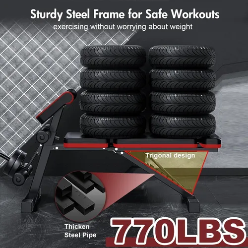 Vista 2 de ALSO GO Adjustable Weight Bench, Workout Benches with Leg Extension, Foldable Incline Decline Bench Press, Roman Chair, Full Body Strength Training
