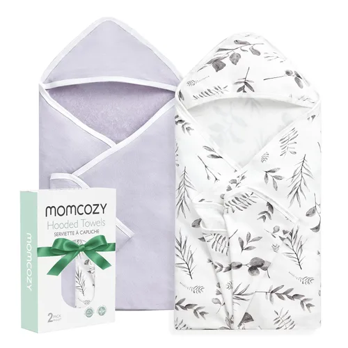 Vista 19 de Momcozy Toalla de bebé con capucha, ultra suave y absorbente, juego de toallas de baño grandes para mayor comodidad y suavidad en la piel del bebé