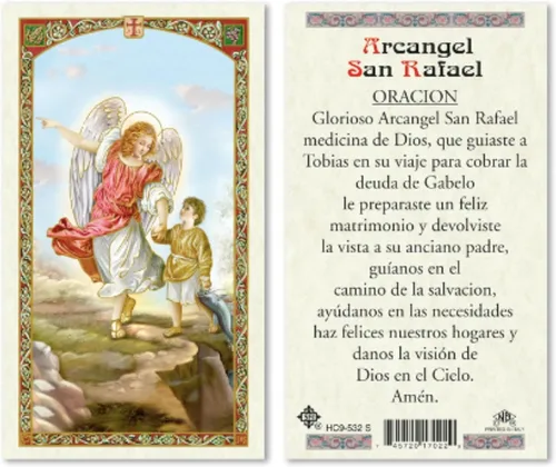 Vista 3 de Seven Arcángeles - Tarjetas de oración católicas laminadas en español para orientación celestial, Miguel Gabriel Rafael Uriel Barachiel Jhudiel