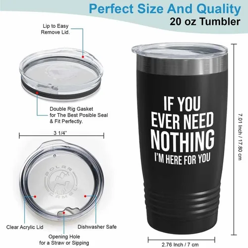 Vista 3 de Sarcasm Black Edition - Vaso vikingo de 20 onzas – Si alguna vez no necesitas nada, estoy aquí para ti – Divertido compañero de trabajo humorístico