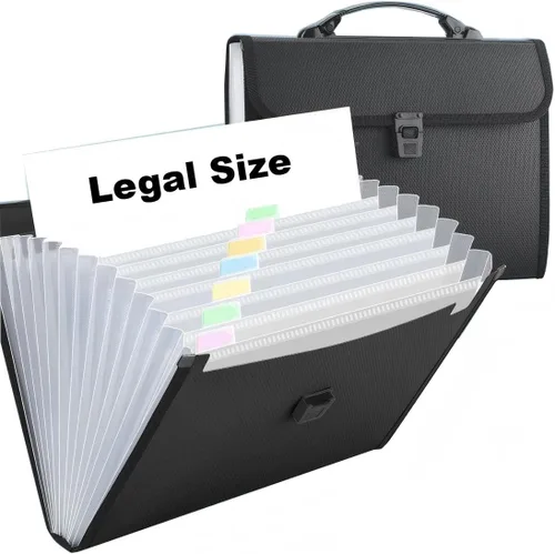 Vista 12 de Organizador de archivos de acordeón de 12 bolsillos tamaño carta/A4 con asa, TRANBO, carpeta de archivos expandible, organizador de papel portátil