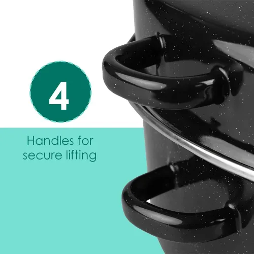 Vista 2 de Home Basics - Sartén esmaltada de 12 pulgadas con tapa abovedada, olla ovalada de acero al carbono con 4 asas, sartén antiadherente versátil
