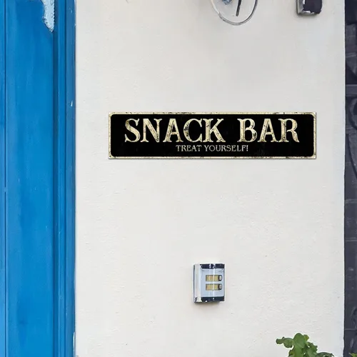 Vista 3 de Madcolitote Letrero de calle personalizado SNACK BAR con texto en inglés «Snack Bar» de madera para decorar la pared de la sala de estar, arte