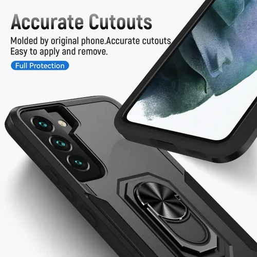 Vista 8 de Funda para Samsung Galaxy S22 Plus con soporte, anillo magnético de armadura, resistente funda protectora de grado militar a prueba de golpes