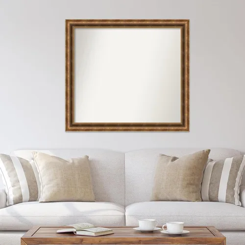 Vista 1012 de Amanti Art Espejo de pared personalizado no biselado (25 x 25 pulgadas), marco de bronce acentuado, varios tamaños personalizados, espejo de baño