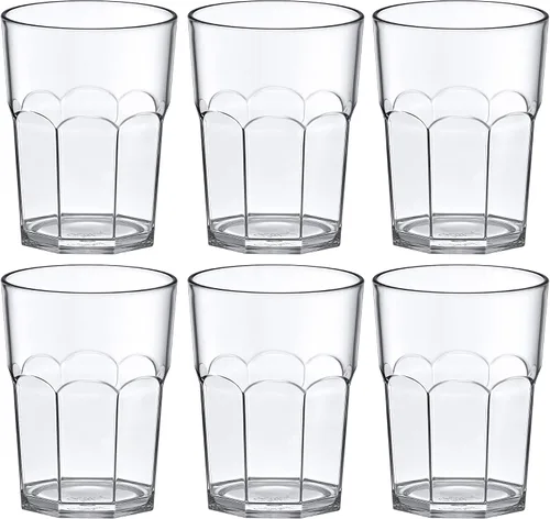 Vista 5 de Amazing Abby - Affinity - Vasos de plástico de 14 onzas (juego de 6), vasos de plástico reutilizables, apilables, sin BPA, inastillables, aptos