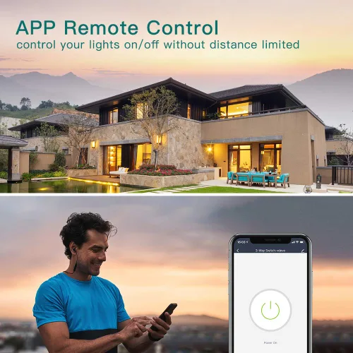 Vista 6 de TREATLIFE Interruptor inteligente de 3 vías, interruptor de luz WiFi de 2.4 GHz, funciona con Alexa y Google Home, requiere cable neutro, control