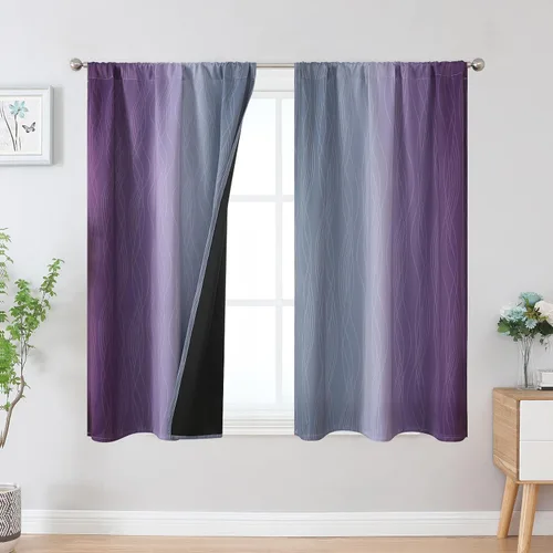 Vista 42 de Estelar Textiler Cortinas oscurecedoras beige y blanco grisáceo de 45 pulgadas de largo, cortinas graduadas con bloqueo de luz para baño, cortinas
