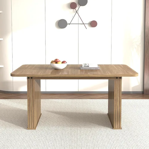 Vista 3 de Mesa de comedor extensible de 62.99 a 78.7 pulgadas para 6, 8 y 10, moderna mesa expandible de cocina de madera de granja, mesas de conferencias