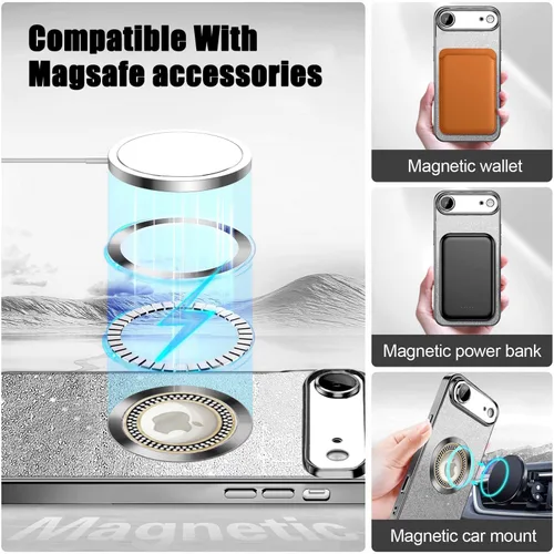 Vista 392 de Misscase Funda magnética con purpurina para iPhone 11 compatible con MagSafe, protección completa, delgada, a prueba de golpes, antiarañazos