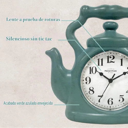 Vista 2 de Presentime & Co. Reloj de té de 11" de Presentime, silencioso sin tictac, estilo moderno de granja, reloj de pared y repisa 2 en 1, para escritorio