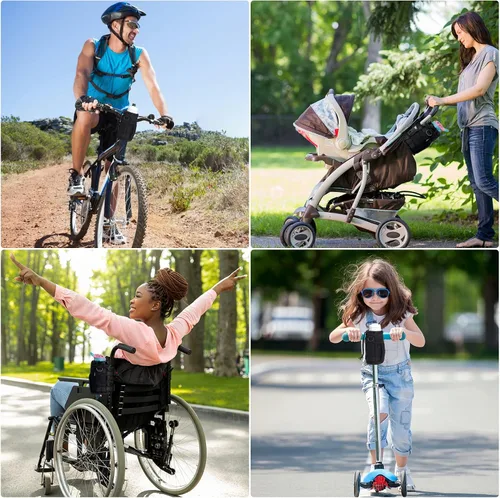 Vista 7 de WUVOP Soporte para Tazas de Bicicleta, Soporte para Botella de Agua de Manillar para Bicicletas con Bolsillos de Malla, Jaula Universal para Botella