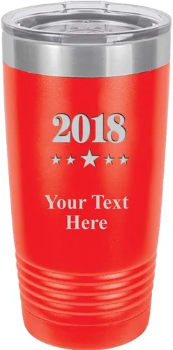 Vista 4 de Thank You Tumbler Mug - 20 oz Pink Personalized Stainless Steel Tumbler Custom Engraved With Clear Lid, Vacuum Insulated For Hot/Cold Beverages Prime