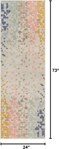 Vista 2 de Unique Loom Lotus Collection - Alfombra de área, diseño de ángel (2 pies x 6 pies 1 pulgada, multi/gris)