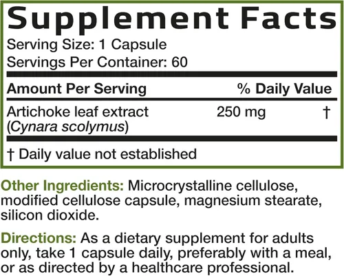 Vista 6 de Bronson Hoja de alcachofa extra fuerte apoya la digestión saludable función hepática saludable, sin OMG, 60 cápsulas vegetarianas