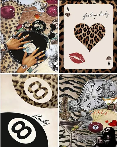 Vista 37 de Kits de arte de diamante para adultos principiantes, modernos kits de pintura de diamante con lunares de leopardo 5D, gemas y manualidades DIY