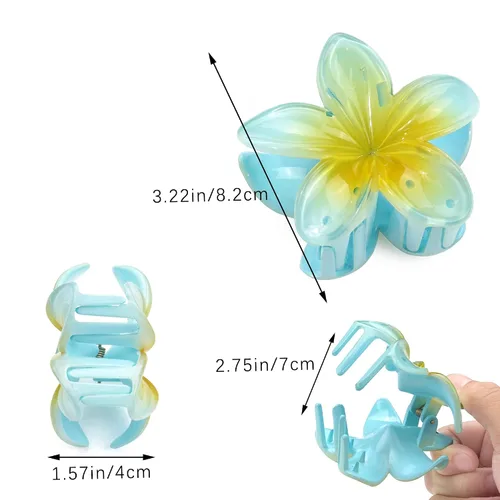 Vista 2 de 7 pinzas hawaianas para cabello grueso, pinzas de flores grandes para plumeria, pinzas de hibisco, accesorios para el cabello para mujeres
