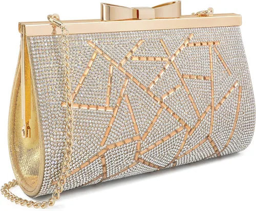 Vista 8 de Bolso de mano de noche para cóctel, baile de graduación, cristales brillantes con diamantes de imitación para novia y dama de honor, boda, fiesta