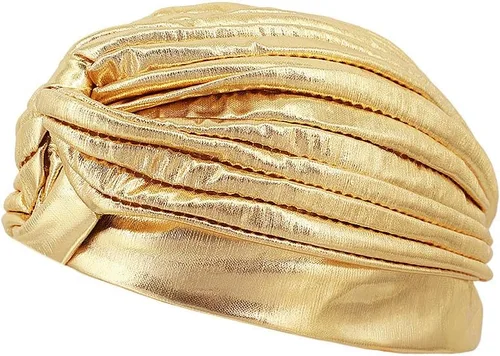 Vista 5 de Surkat Unisex metálico árabe indio turbante plisado Swami sombrero disfraz sombrero sombrero quimioterapia