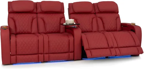 Vista 9 de Seatcraft Luminis 365 - Asiento de cine en casa (fila de 2 biplazas), color carmesí