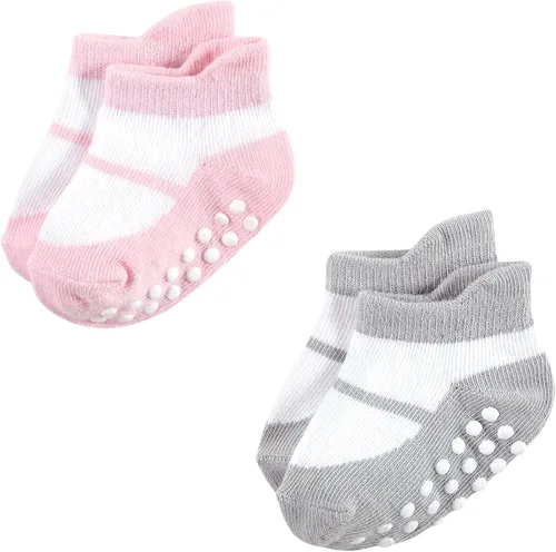 Vista 7 de Hudson Baby Calcetines antideslizantes unisex para bebé, Rosado Rosa Negro