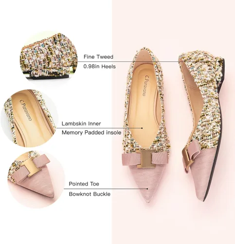 Vista 4 de C.Paravano Zapatos planos para mujer I Flat para mujer de cuero I puntiagudo I zapatos planos de ballet para mujer I Slip on Dressy Flats