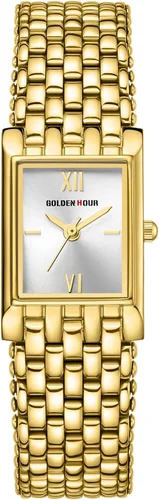 Vista 2 de GOLDEN HOUR Reloj de oro con pulsera rectangular vintage para mujer
