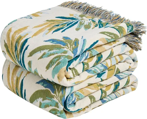 Vista 45 de LUTBM Manta bohemia para sofá de 50 x 60 pulgadas, 100% algodón, suave Animal-pájaro-a