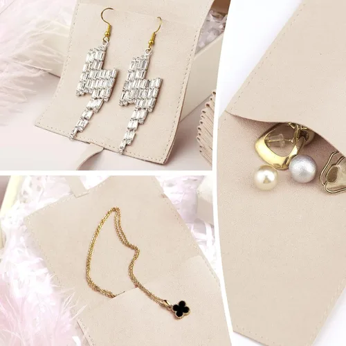 Vista 4 de Lothee 40 piezas de bolsa de joyería de microfibra de 8x8 cm, bolsas de regalo pequeñas de lujo con lazo de microfibra para embalaje de pulseras