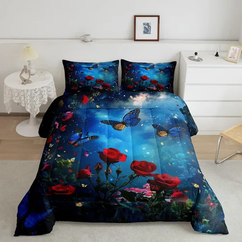 Vista 12 de Erosebridal Juego de edredón tamaño individual de animales del bosque, juego de ropa de cama de oso marrón para niños y niñas, edredón de plumón