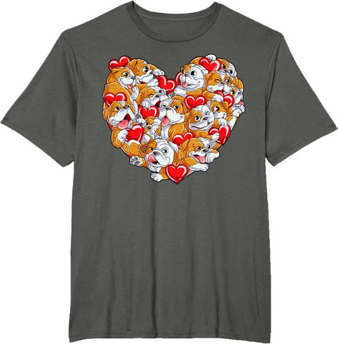 Vista 6 de Camiseta inglesa para el día de San Valentín con diseño de corazón y perro amante de los niños Negro