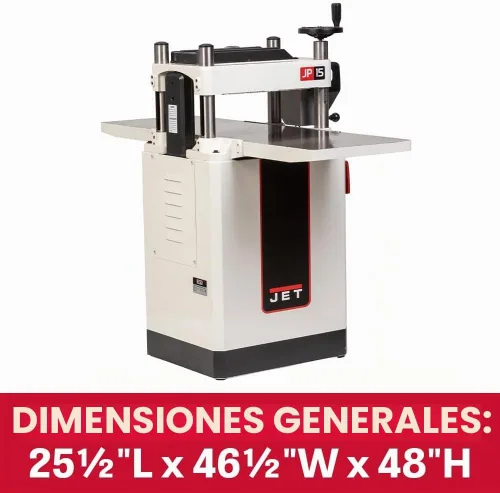 Vista 4 de JET Cepilladora de 15 pulgadas de grosor para carpintería, cabezal de corte de estilo helicoidal con velocidad de alimentación de 2 velocidades