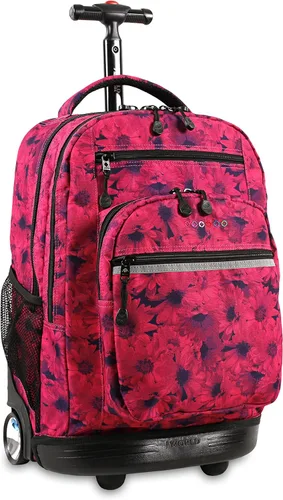 Vista 34 de J World Sundance Mochila Rodante para Laptop para Niñas y Niños. Mochila Escolar con Ruedas, Rombos negro, 20 pulgadas