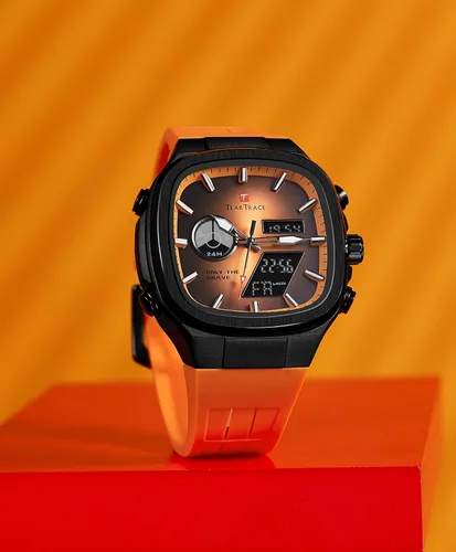 Vista 2 de Reloj de negocios único para hombre, analógico, digital, impermeable, cronógrafo, multifuncional, de cuarzo, con correa de silicona