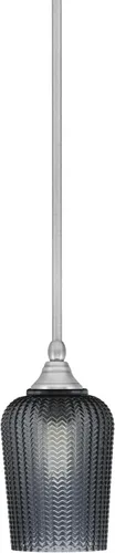 Vista 183 de Toltec Lighting Tallo Colgado Mini colgante, acabado de cobre negro, 3.5" cuadrado humo burbuja vidrio