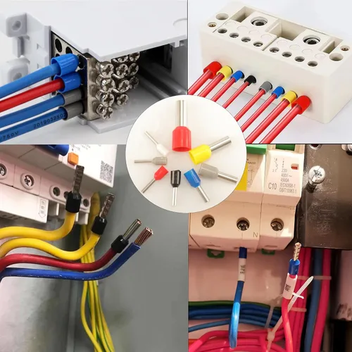 Vista 6 de Juego de terminales con casquillos de alambre de 900 piezas - 8 tipos de conectores AWG 22-7, surtido de terminales de punta, conector de engaste