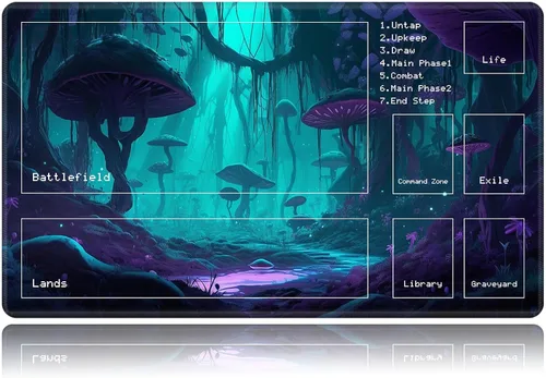 Vista 36 de Tapete de juego para MTG, tapete de juego de cartas, base de goma antideslizante y cosido, tapete de juego TCG de 24 x 14 pulgadas para MTG y otros