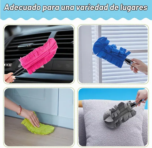 Vista 4 de Zubebe 12 piezas de repuesto de plumero de forro polar reutilizables, plumeros planos de plumas, almohadillas de limpieza lavables para múltiples