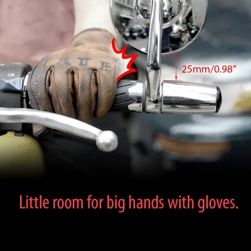 Vista 9 de KiWAV Espejos de extremo de barra de motocicleta Bob negro compatible con manillar roscado M6