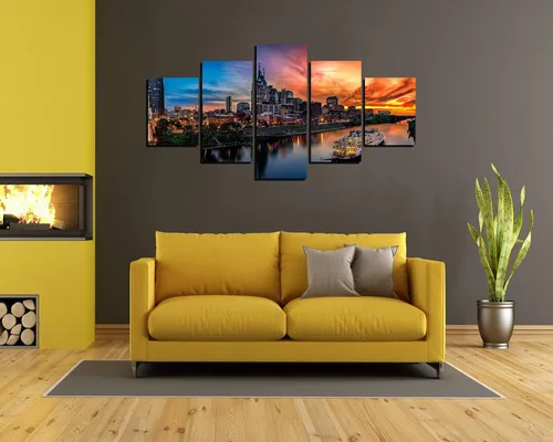 Vista 4 de Nashville Wall Art Nashville TN, impresiones en lienzo (60 x 32 pulgadas)