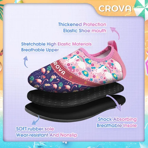 Vista 2 de CROVA Zapatos de agua para niños pequeños, calcetines acuáticos de secado rápido, antideslizantes, zapatos deportivos para niños y niñas pequeños