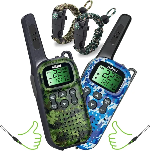 Vista 10 de Juguetes para niños Walkie Talkies para niños de 5, 6, 7, 8 años, juego de simulación, policía, militar, caza de espías, campamento, juguetes al Azul