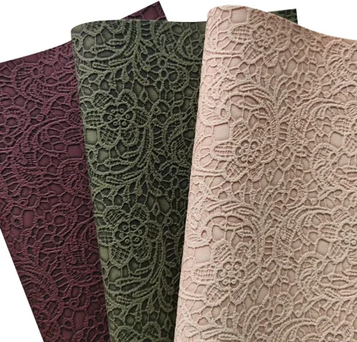 Vista 3 de Hojas de cuero sintético con textura de flores de 8 x 12 pulgadas (8.3 in x 11.8 in), diseño retro de otoño, tela sintética para lazos de cuero