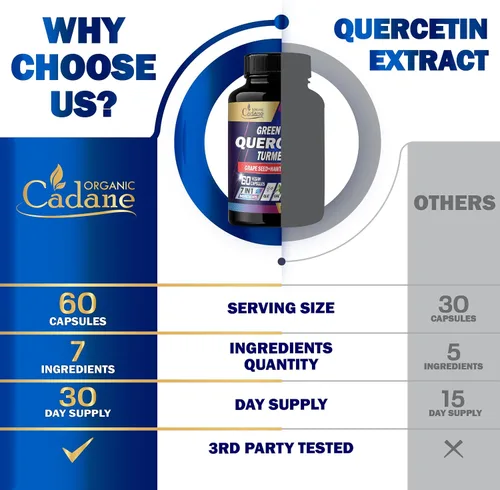 Vista 8 de Organic Cadane Suplementos de quercetina - 60 cápsulas de superalimentos