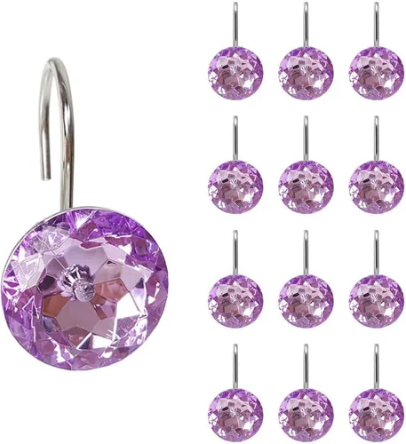 Vista 6 de 12 ganchos para cortina de ducha con diamantes de imitación brillantes para baño