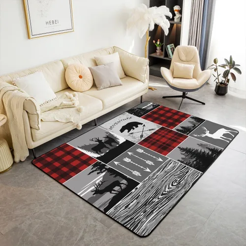 Vista 22 de Erosebridal Alfombra rústica de ciervo de 3 x 5 pies, alfombra de retazos de oso para niños, adolescentes y adultos, alfombra antideslizante de alce