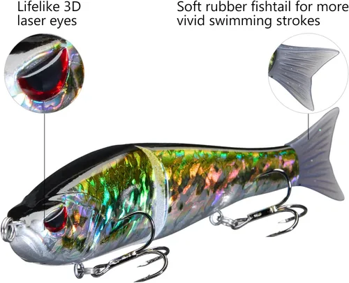 Vista 4 de Señuelos Bassdash SwimShad Glide articulados Swimbait Lubina Cachorro Salmón Trucha Almizclado Señuelo de Pesca