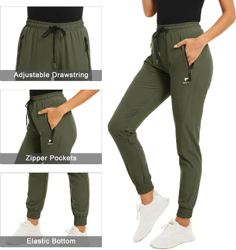 Vista 4 de TACVASEN Pantalones de senderismo para mujer de secado rápido con bolsillos con cremallera
