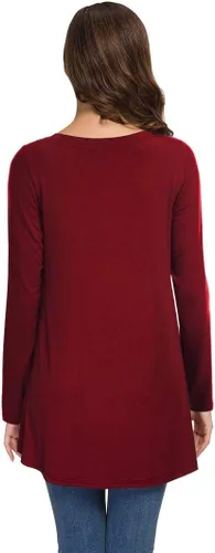 Vista 88 de AWULIFFAN Blusa tipo túnica holgada de manga larga con cuello redondo para mujer
